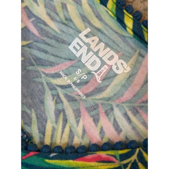 Lands End Sleeveless Tropical Print V-Neck Top S/P Green & Pink 1737 - Picture 4 of 6